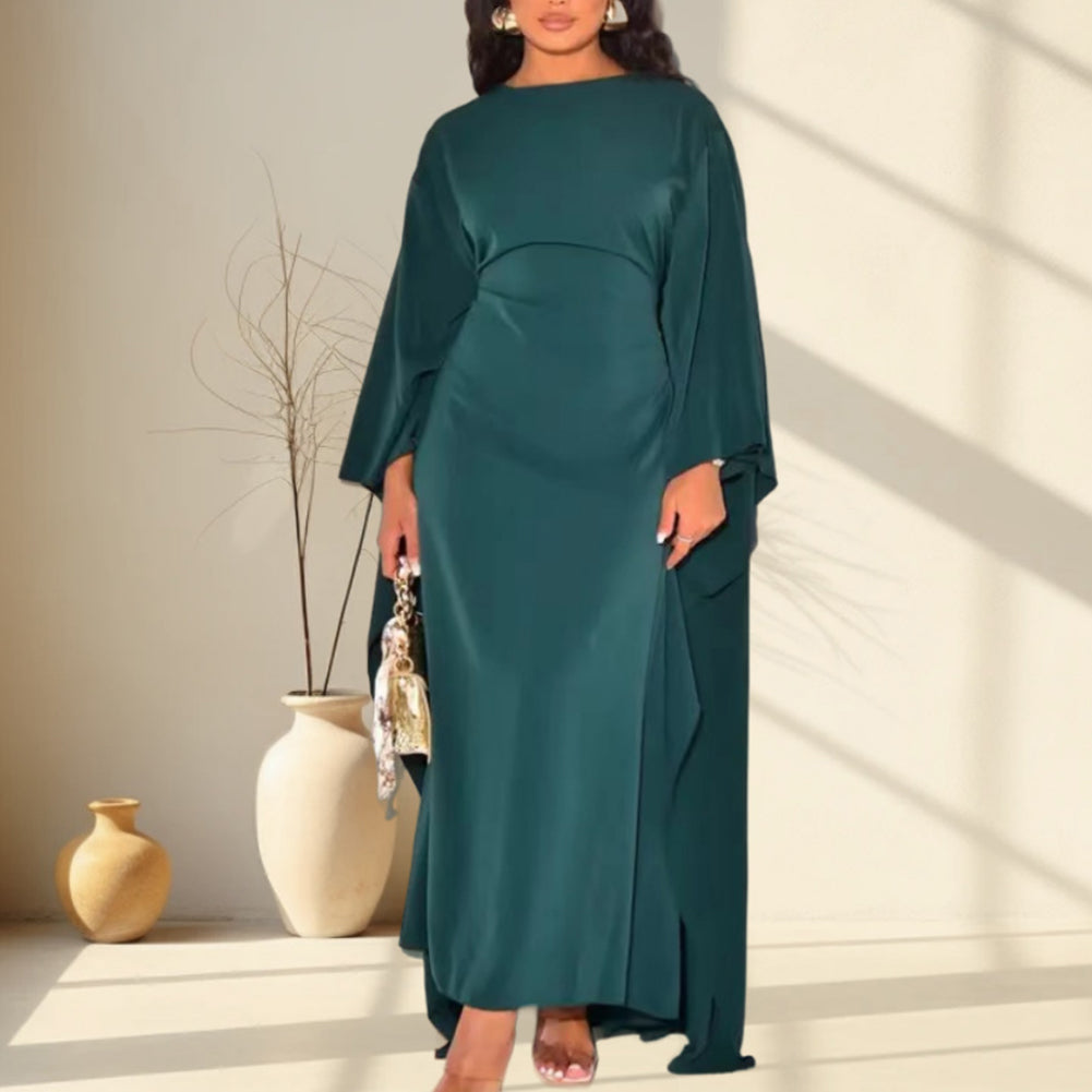 Green Batwing Sleeve Maxi Dress
