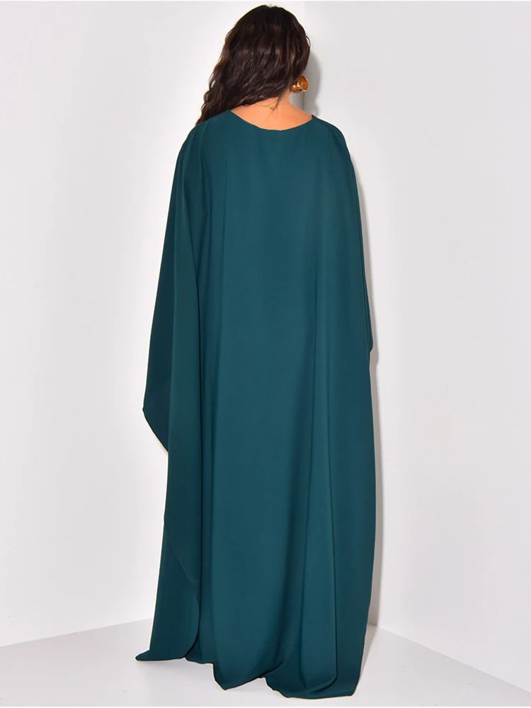 Green Batwing Sleeve Maxi Dress