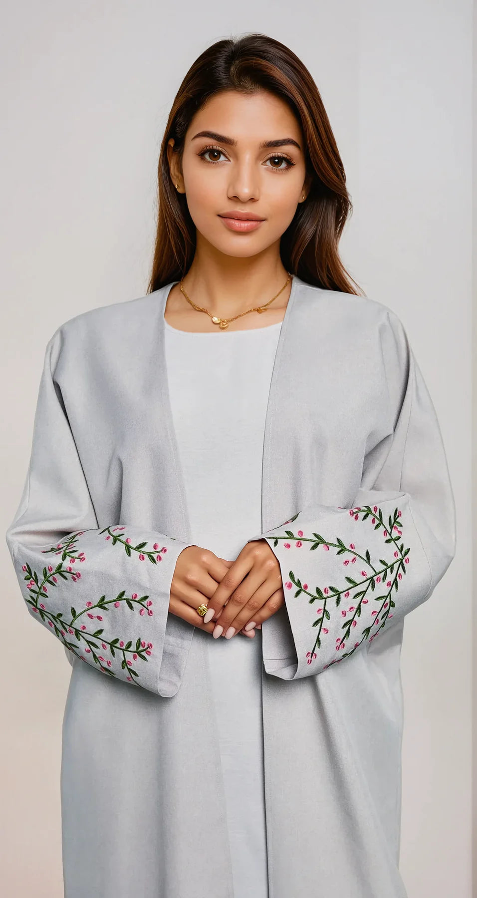 Floral Kimono Light Gray