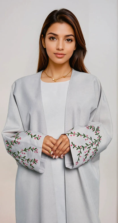 Floral Kimono Light Gray