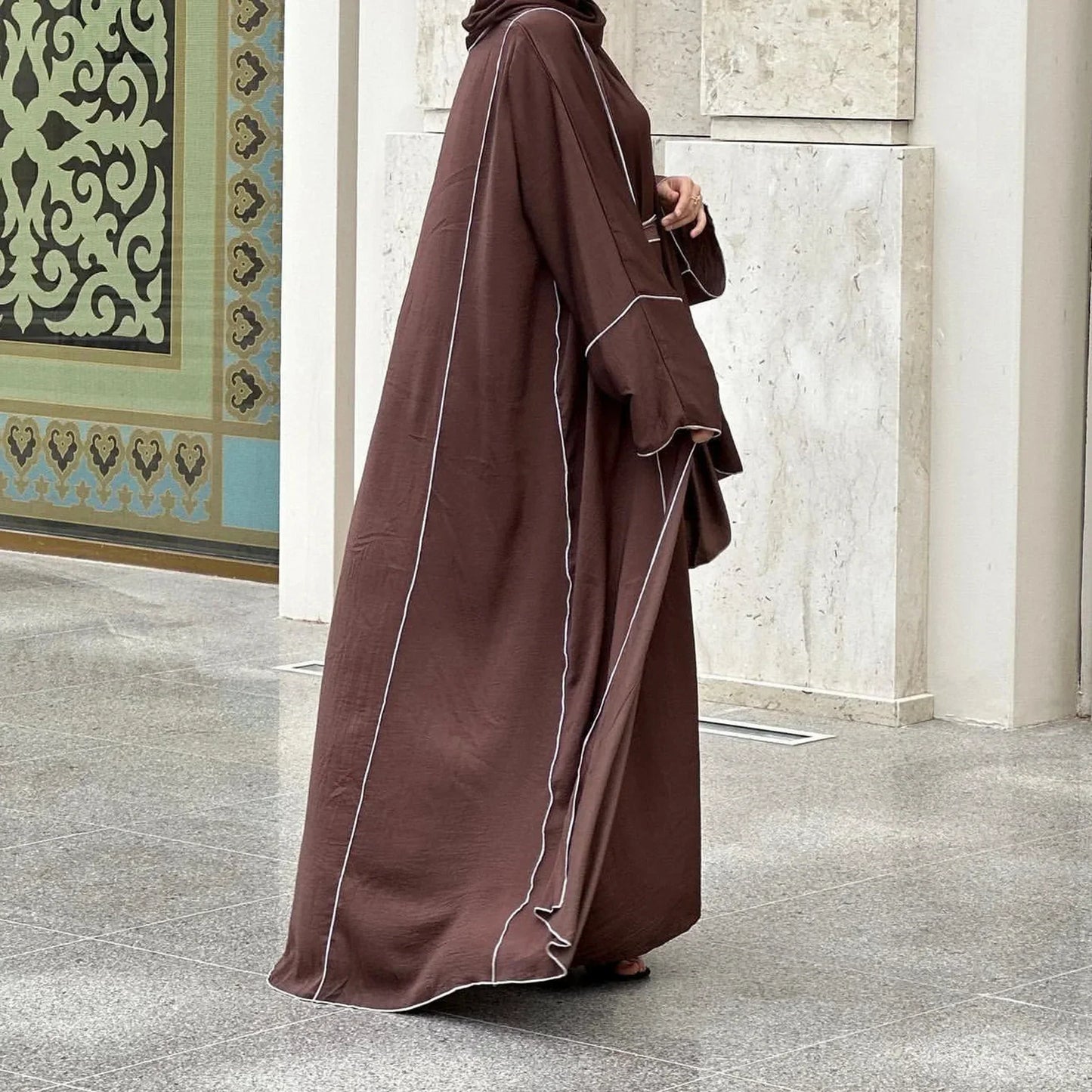 Elegant 2-Piece Abaya Kimono Set for Women With Matching Inner Dress