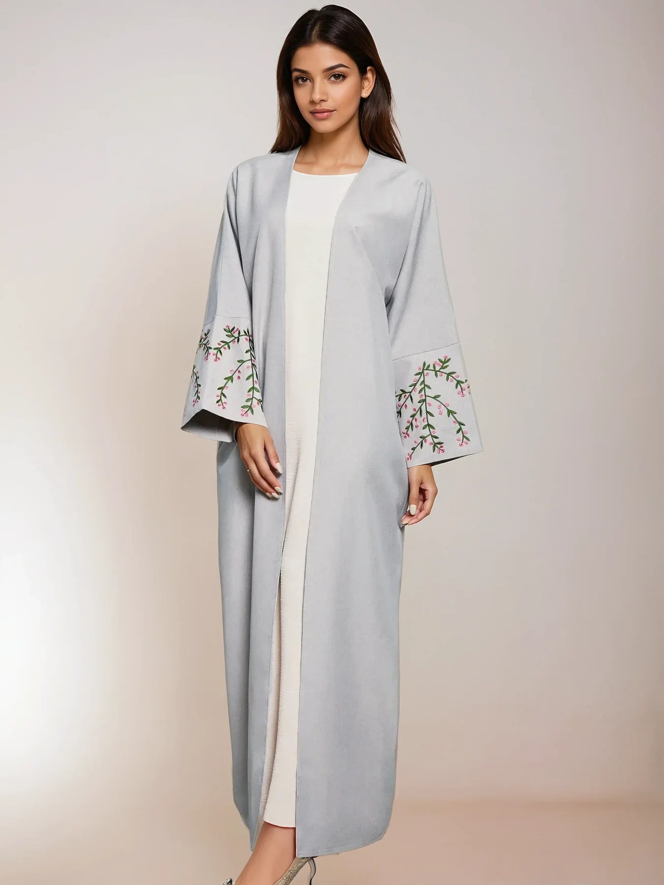 Floral Kimono Light Gray
