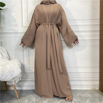 Belted Abaya + Kimono: Flowing Silhouette