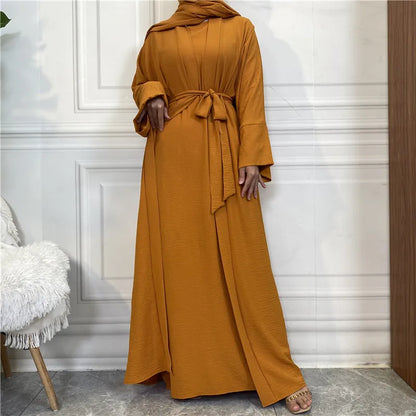 Belted Abaya + Kimono: Flowing Silhouette