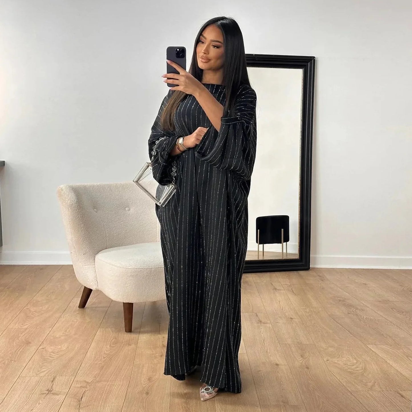 Women's Striped Evening Abaya