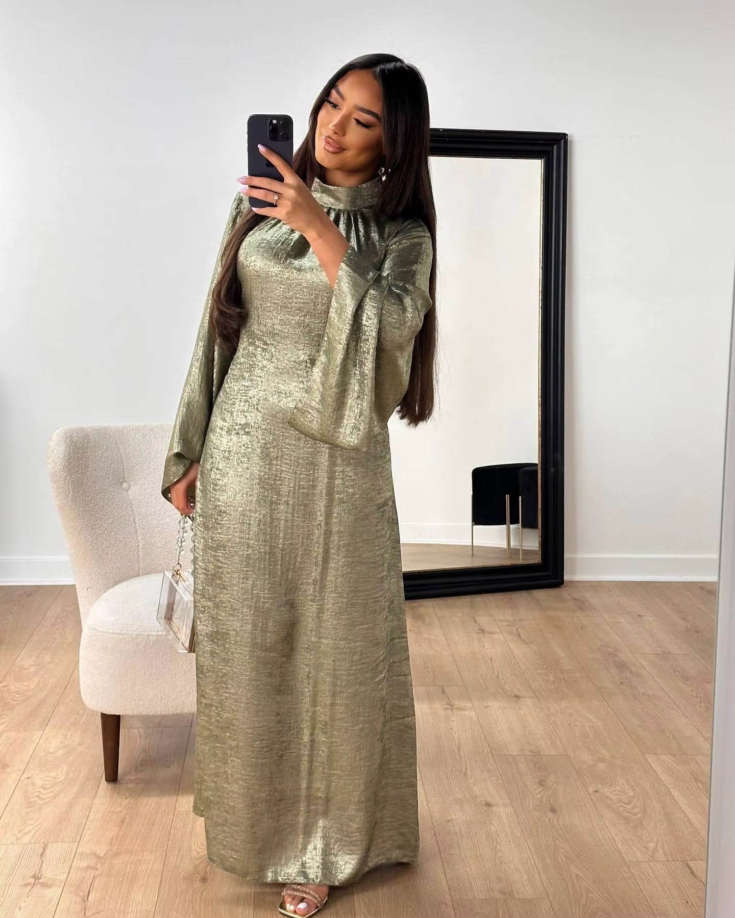 Light Green Elegance Abaya Dress