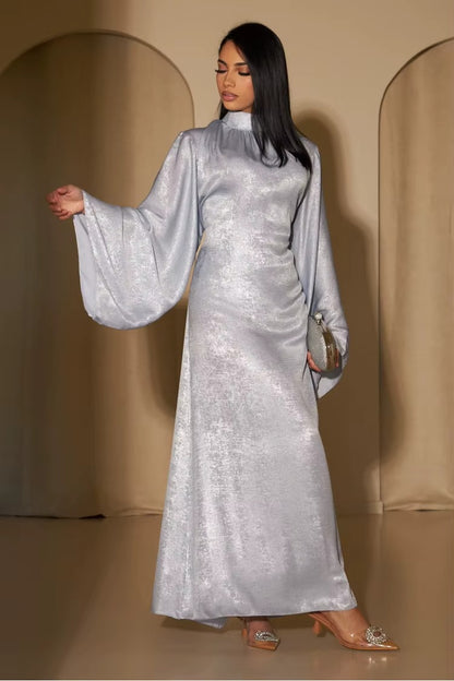 Silver Elegance Abaya Dress