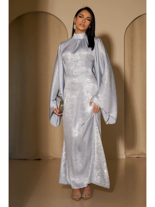 Silver Elegance Abaya Dress