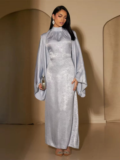 Silver Elegance Abaya Dress